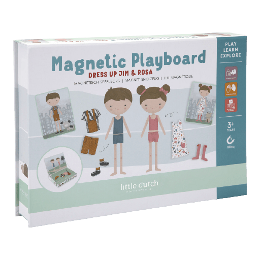 [565989] Little Dutch | Magnetisch Speelbord Jim & Rosa Magnetisch Speelbord Karton +36m
