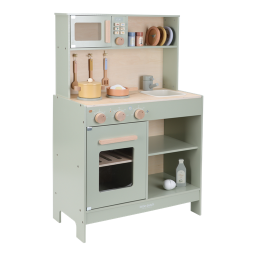 [565998] Little Dutch | Keukengerei Speelkeuken Mint Hout +36m