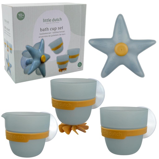 [566427] Little Dutch | Badspeelgoed Zeester Bekers Badwand