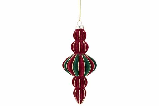 [566764] Cosy & Trendy | Hangfiguur Tol Velvet Bordeaux/Groen H16cm