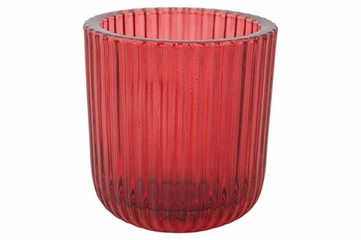 [566785] Cosy & Trendy | Theelichthouder Ribs Donkerrood H9cm