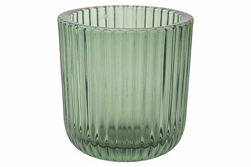 [566786] Cosy & Trendy | THEELICHTHOUDER RIBS GROEN 9X9XH9CM GLAS