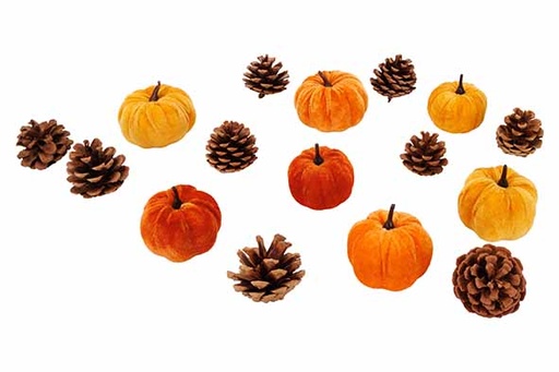 [566884] Cosy & Trendy | Figuur Pompoen/Dennenappels 16-pack