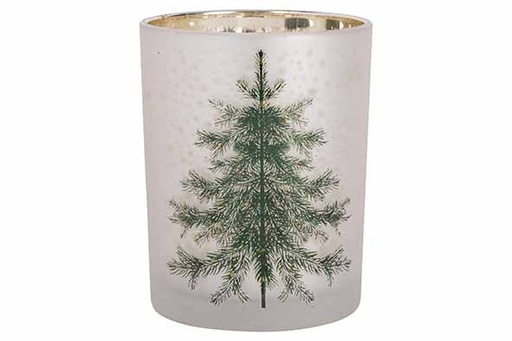 [566910] Cosy & Trendy | Theelichthouder Green Tree Wit/Goud 12,5cm