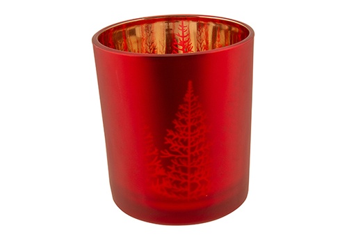 [566920] Cosy & Trendy | Theelichthouder Tree Glas Rood H8cm