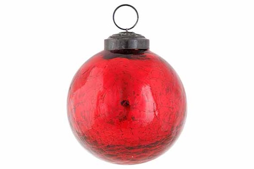 [566934] Cosy & Trendy | KERSTBAL ANTIQUE CRACK ROOD 8X8XH9CM GLA