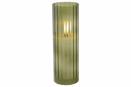 [566938] Cosy & Trendy | KAARS LED RIBBLE GROEN 5X5XH15CM GLAS