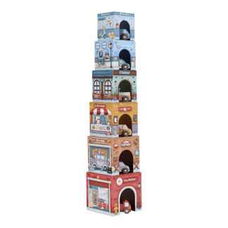 [567086] Little Dutch | Stapelpyramide Stapelblokken met Auto's Hout