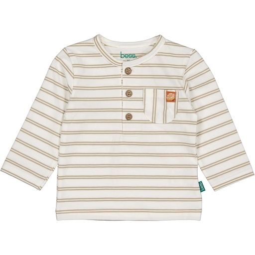 Bess | T-shirt Boys Henley Striped Longsleeve Off White