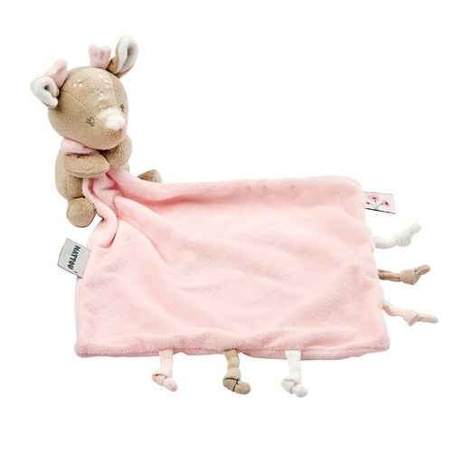[567605] Nattou | Knuffeldoek met Knuffel Fanfan Hinde Roze 27x27cm