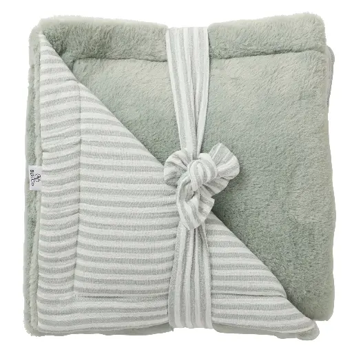 [568019] BB&Co | Deken Zachte Strepen Groen/Grijs 70x100cm