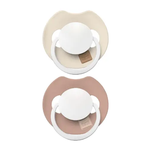 [568027] Difrax | Fopspeen Dynamisch Prime Glow Ivory/Blush 0-6M 2-pack