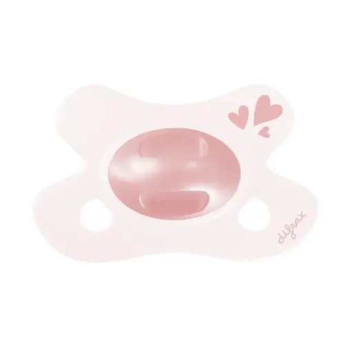 [568032] Difrax | Fopspeen Natural Newborn Little Venture Soft Pink Hearts 
