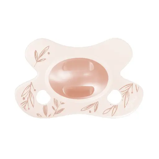 [568033] Difrax | Fopspeen Natural Newborn Little Venture Dusty Pink Leafs