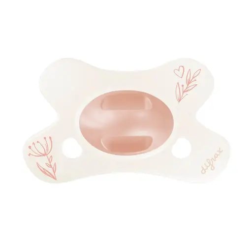 [568053] Difrax | Fopspeen Natural Little Venture Dusty Pink Hearts 0-6m