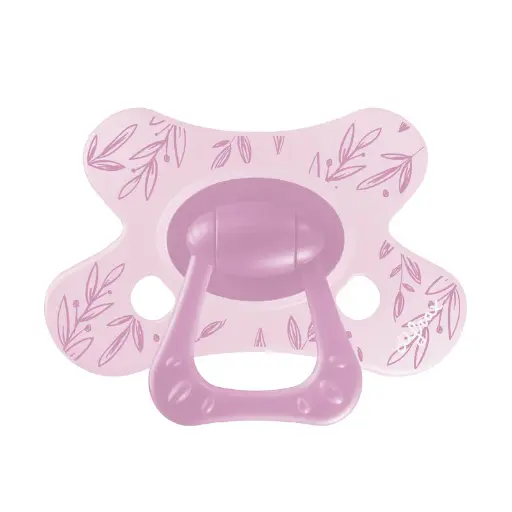 [568080] Difrax | Fopspeen Natural Little Venture Berry Pink Leafs +12m