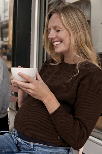 [568105] Love2wait | Pull Knit Cropped Brown Onesize