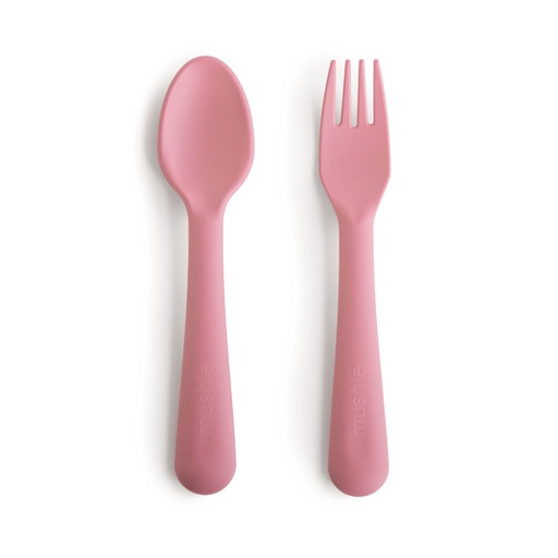 [569145] Mushie | Bestek Fork & Spoon Dusty Rose