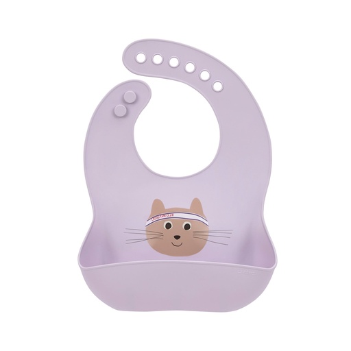 [569462] Laessig | Slabbetje Tiny Team Cat Silicone Paars