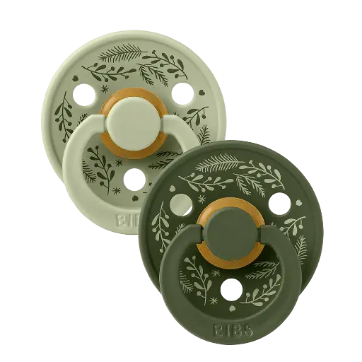 [569514] Bibs | Fopspeen T1 Studio Holiday Leaf Sage/Hunter Green 0-6m 2-pack