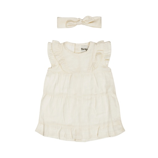 Dirkje | Jurk Girls So Sweet + Haarband Off White