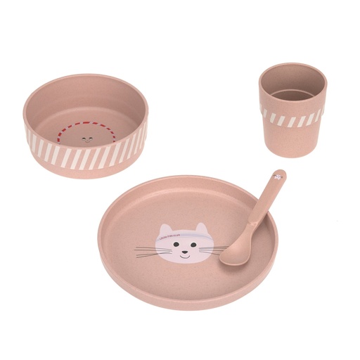 [569961] Laessig | Eetset Dish Set Tiny Team Cat PP/Cellulose 4-delig