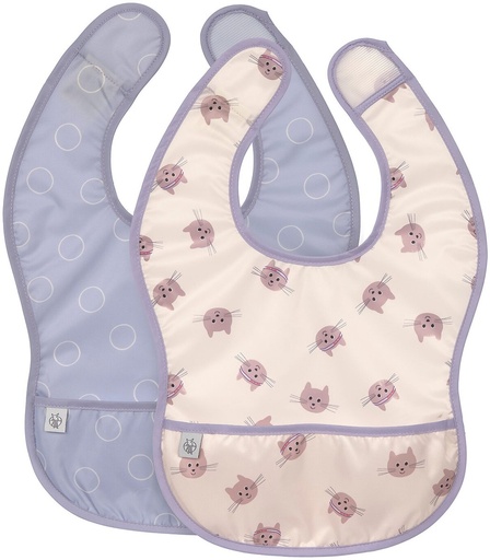 [570041] Laessig | Slabbetje Tiny Team Cat Lightweight Bib Velcrosluiting 2-pack