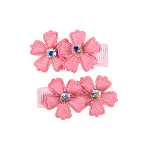 [570045] Busy Lizzie | Haarspeld Flower with Rhinestone Pink 2-pack