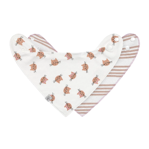 [570068] Laessig | Spuugdoekje Tiny Team Cat Cowl-Neck Drukknopensluiting 2-pack