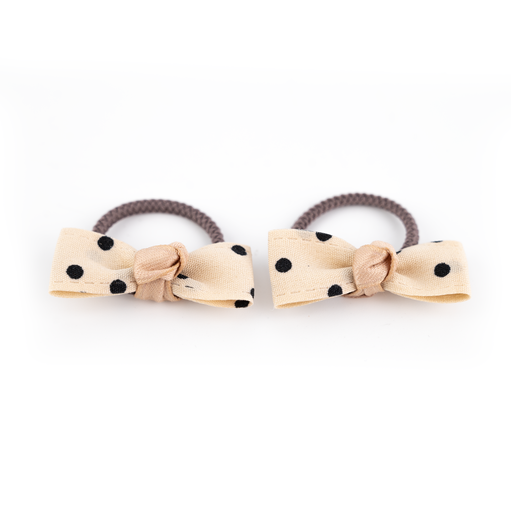 [570071]  Busy Lizzie | Haarelastiek Mini Bows Creme With Dots 2-pack