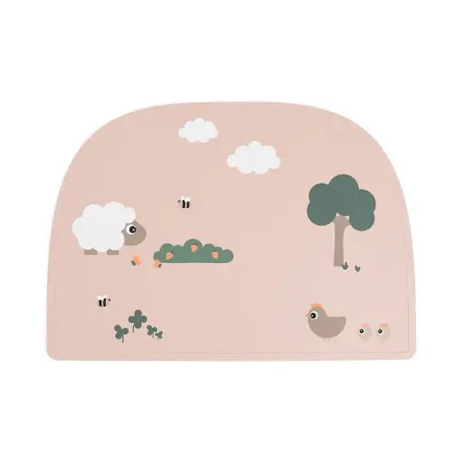 [570212] Done by Deer | Placemat Tiny Farm Powder Siliconen Roze 38x26,5cm
