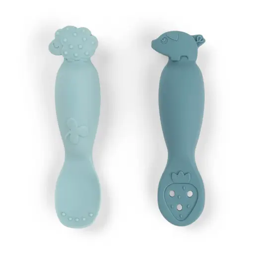 [570261] Done by Deer | Lepel Tiny Farm Blue Learning Spoon 4-pack