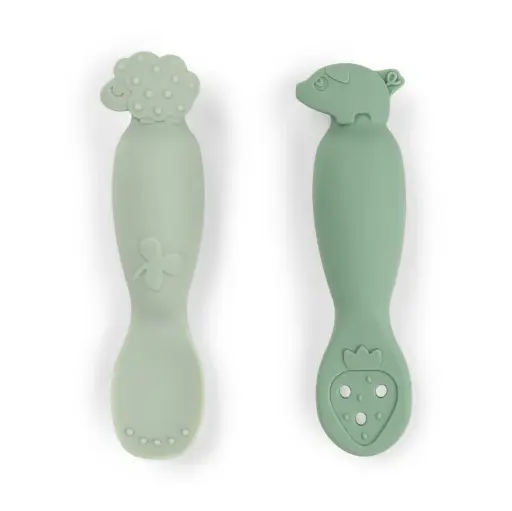 [570262] Done by Deer | Lepel Tiny Farm Learning Spoon Set Groen 