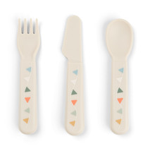 [570263] Done By Deer | Bestek Lepel/Vork/Mes Celebration Sand Foodie Cutlery Ecru 3-delid