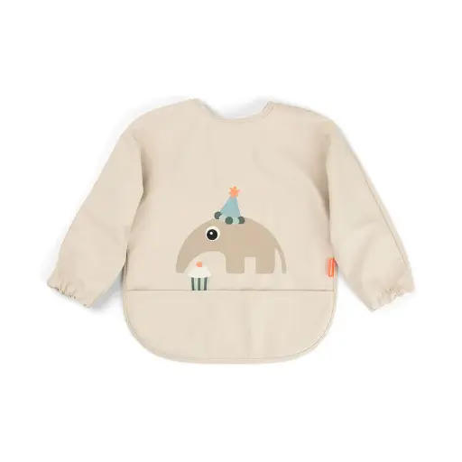 [570273] Done by Deer | Slabbetje Celebration Sand Sleeved Pocket Bib met Mouwen Ecru
