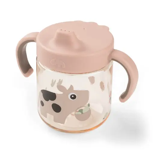 [570277] Done By Deer | Drinkbeker Tiny Farm Powder Handvaten/Drinktuit Learning Spout Roze