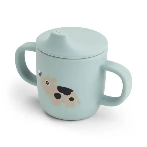 [570282] Done by Deer | Drinkbeker Tiny Farm Blue Siliconen Handvaten Drinktuit Blauw
