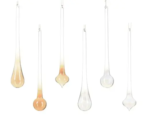 [570649] Decoris | Hangfiguur Glas Ornament Transparant Ø5x30cm Assortiment 