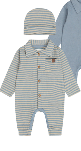 Dirkje | Outfit Boys Safari Trip Stripes Blue 2-delig