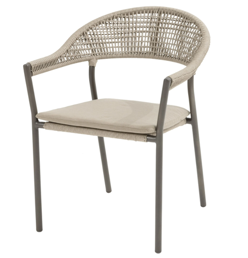 [571135] 4SO | Tuinstoel Sienna Dining Stacking Chair Terre met Kussen Stapelbaar