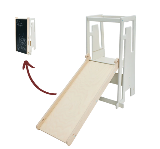 [571940] Tuki | Tuki-glijbaan® met Krijtbord vr Tuki® Learning Tower Naturel Berk/Zwart