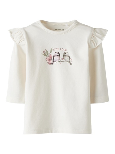 Name it | T-shirt Girls Nbfbirdy Longsleeve Cloud Dancer