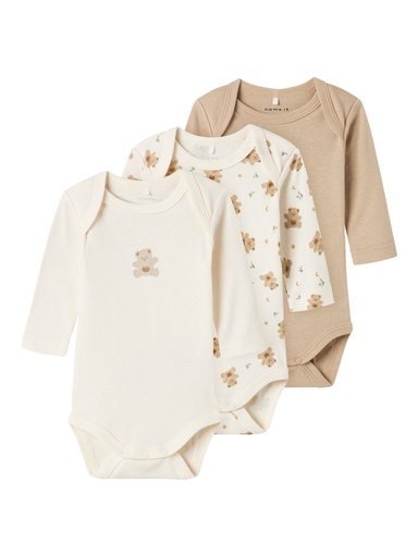 Name it | Body Uni Longsleeve Jet Stream 3-pack