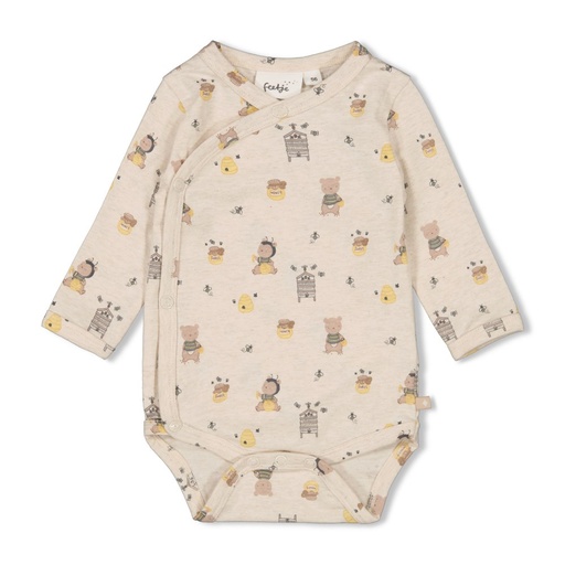 Feetje | Body Uni Overslag Longsleeve Honey Bear Off White Melange