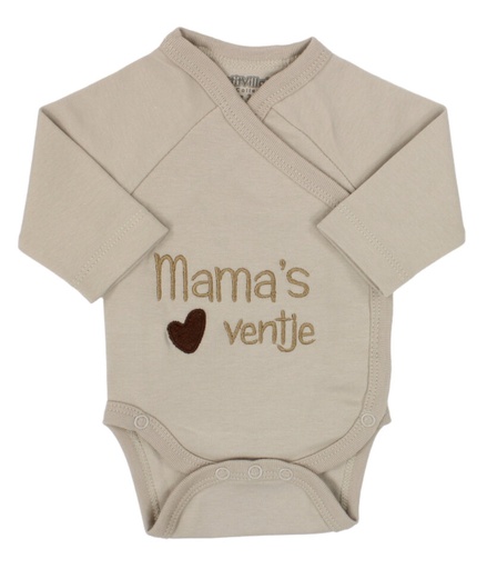 [575431] PetitVillain | Geboortebody Mama's Ventje Lange Mouw Zand M50-62 