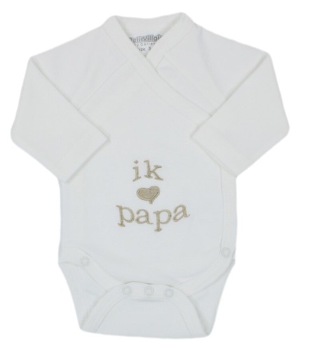 [575441] PetitVillain | Geboortebody Ik Hou van Papa Lange Mouw Ecru M50-62  