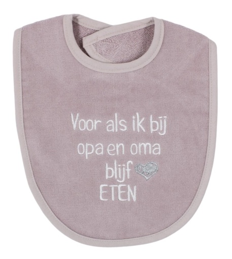 [575473] PetitVillain | Slabbetje Voor Als Ik Bij Opa en Oma Blijf Eten Oudroze 25x34cm  