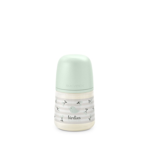 [575497] Suavinex | Breedhalsfles Birdies Zuigspeen SXPro S Groen 150ml