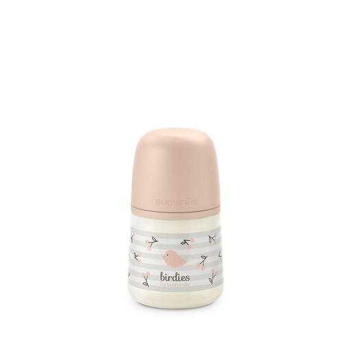 [575504] Suavinex | Breedhalsfles Birdies Zuigspeen SXPro S Roze 150ml