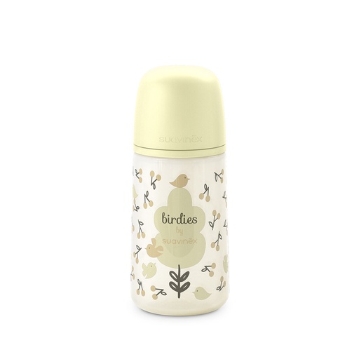 [575515] Suavinex | Breedhalsfles Birdies Zuigspeen SXPro Beige +3m 270ml